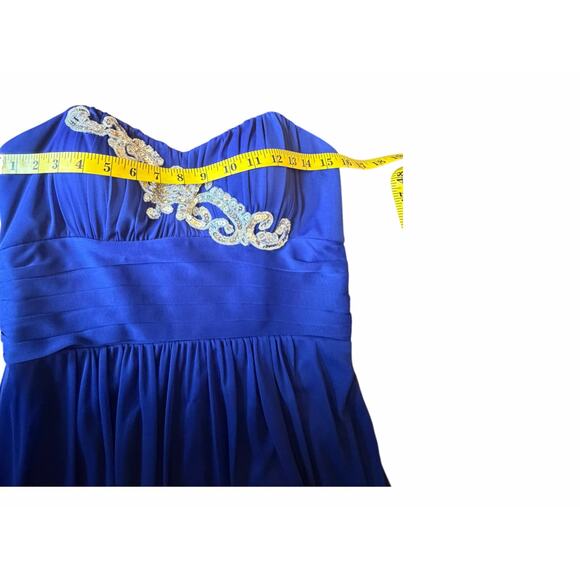 Blue Strapless Sequined Blondie Nites Dress - Size 7 - Picture 6 of 14